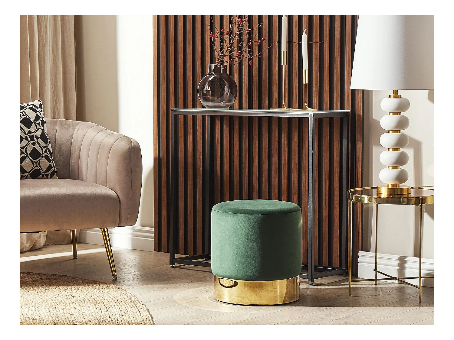 Pouf SOPHIA Velluto Verde scuro 39 cm 39 cm 40 cm