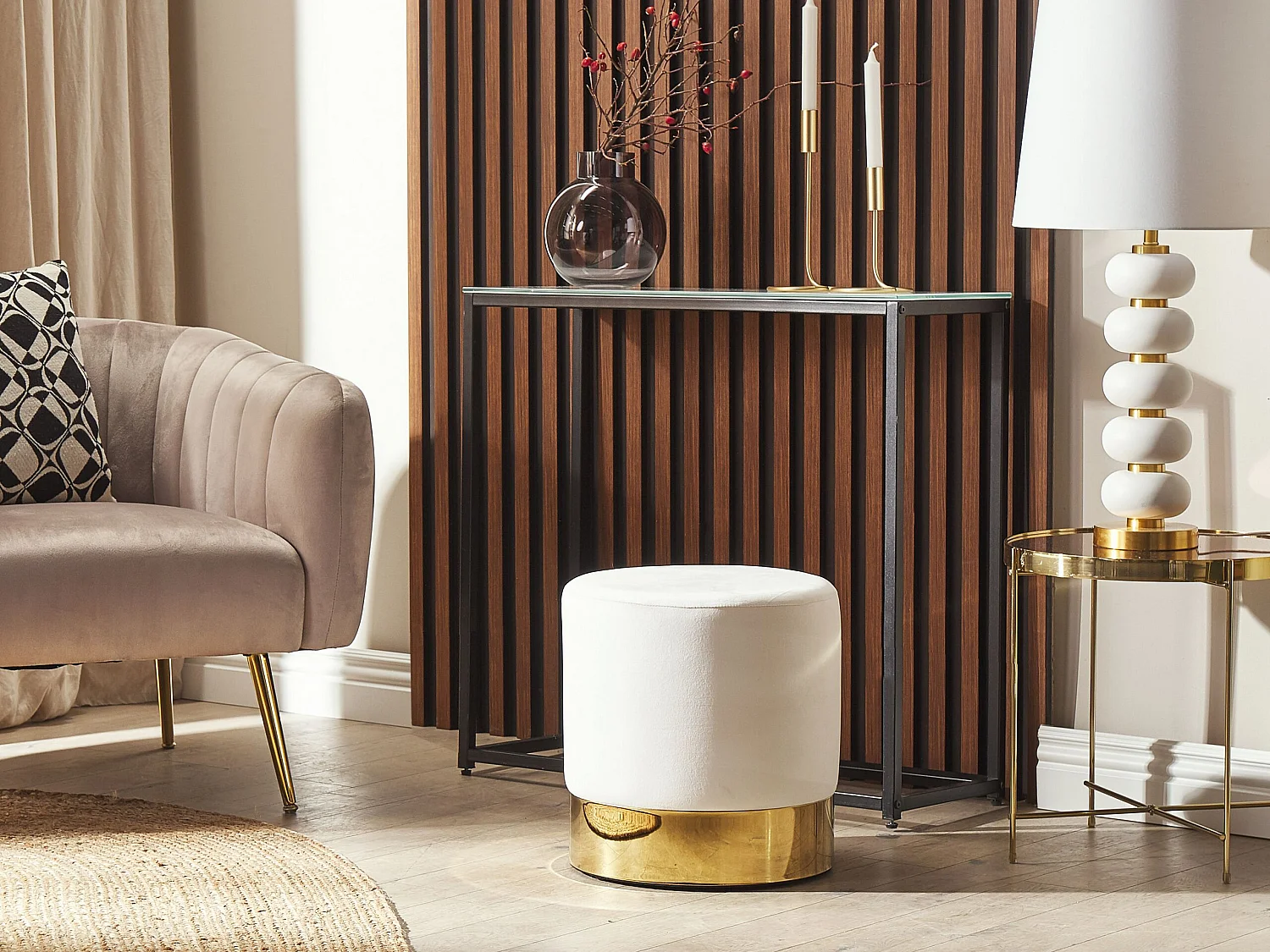 Pouf SOPHIA Velours Blanc