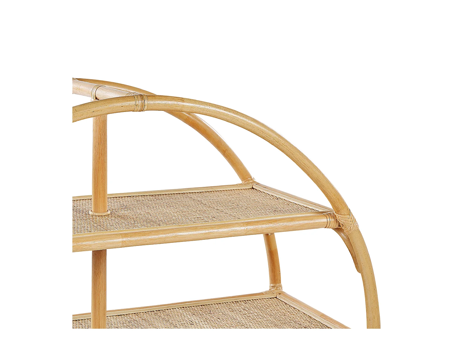 Modernes offenes Standregal mit 3 Fächern Rattan natürlich beige Boho Tuvalu II