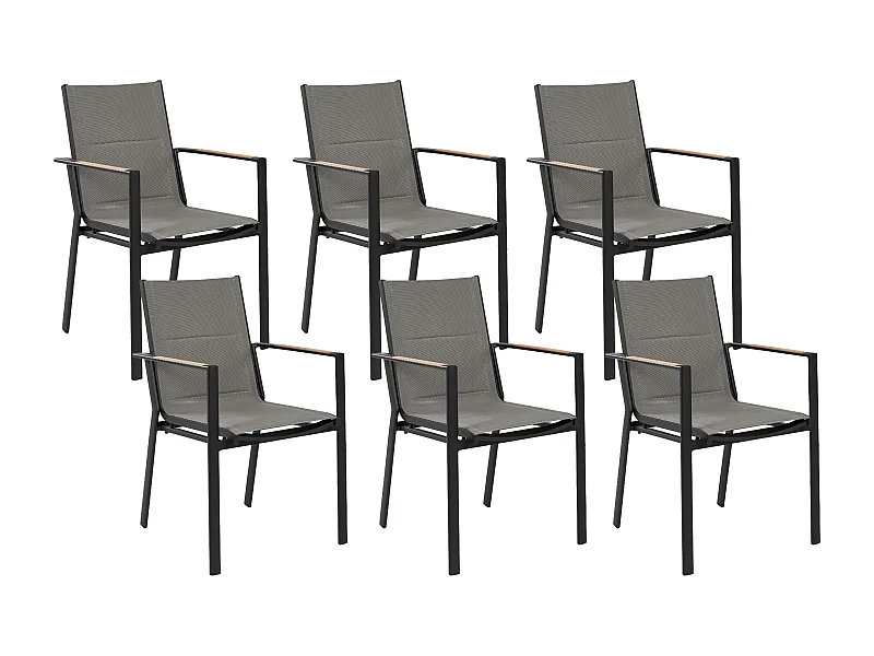 Zestaw 6 krzeseł ogrodowych BUSSETO Metal Czarny