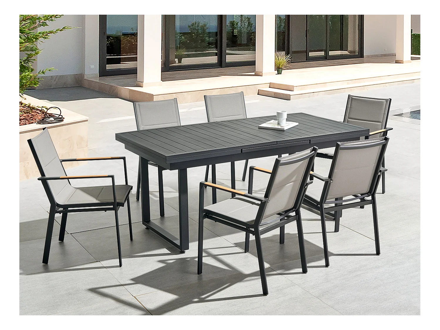 Lot de 6 chaises de jardin BUSSETO Métal Noir