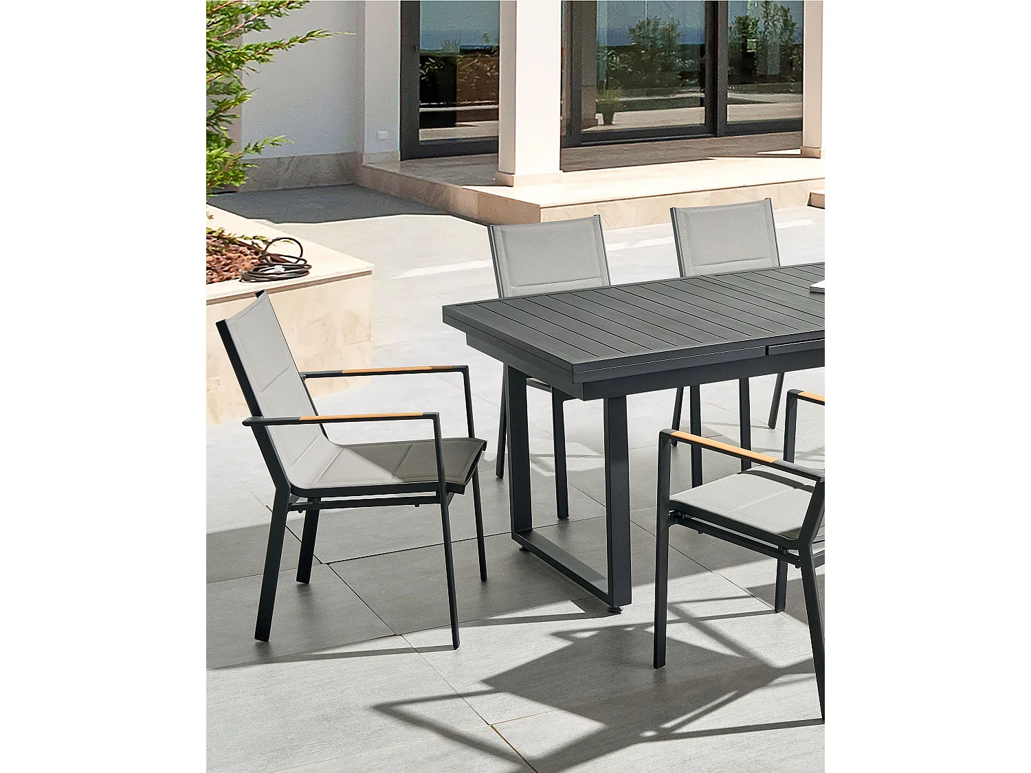 Lot de 6 chaises de jardin BUSSETO Métal Noir