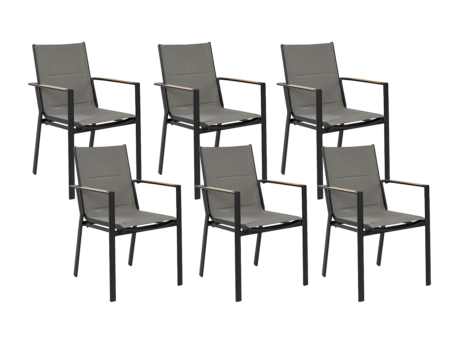 Conjunto de 6 cadeiras de jardim BUSSETO Metal Preto