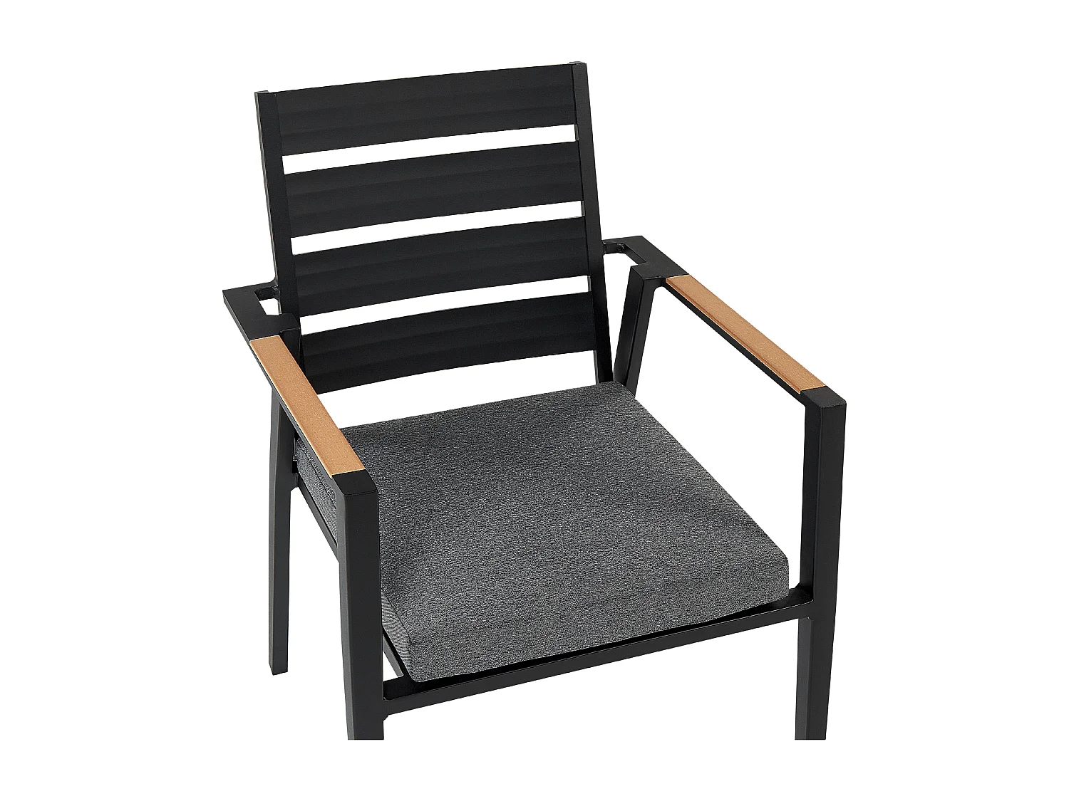 Gartenstuhl 6er Set Aluminium schwarz mit Sitzkissen Armlehnen Modern Taviano