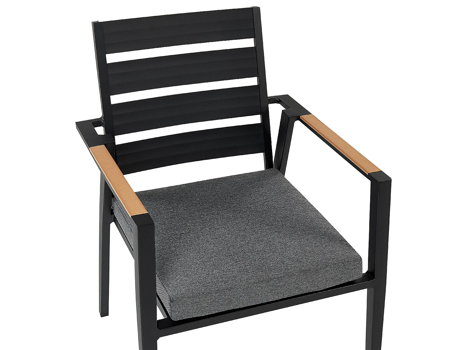 Lot de 6 chaises de jardin avec coussins TAVIANO Métal Noir
