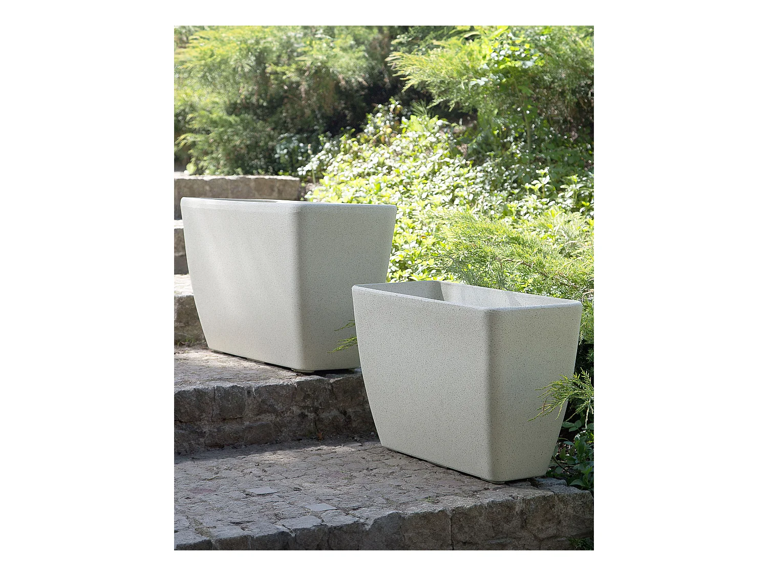 Set van 2 bloempotten BARIS Steen 60 cm Beige