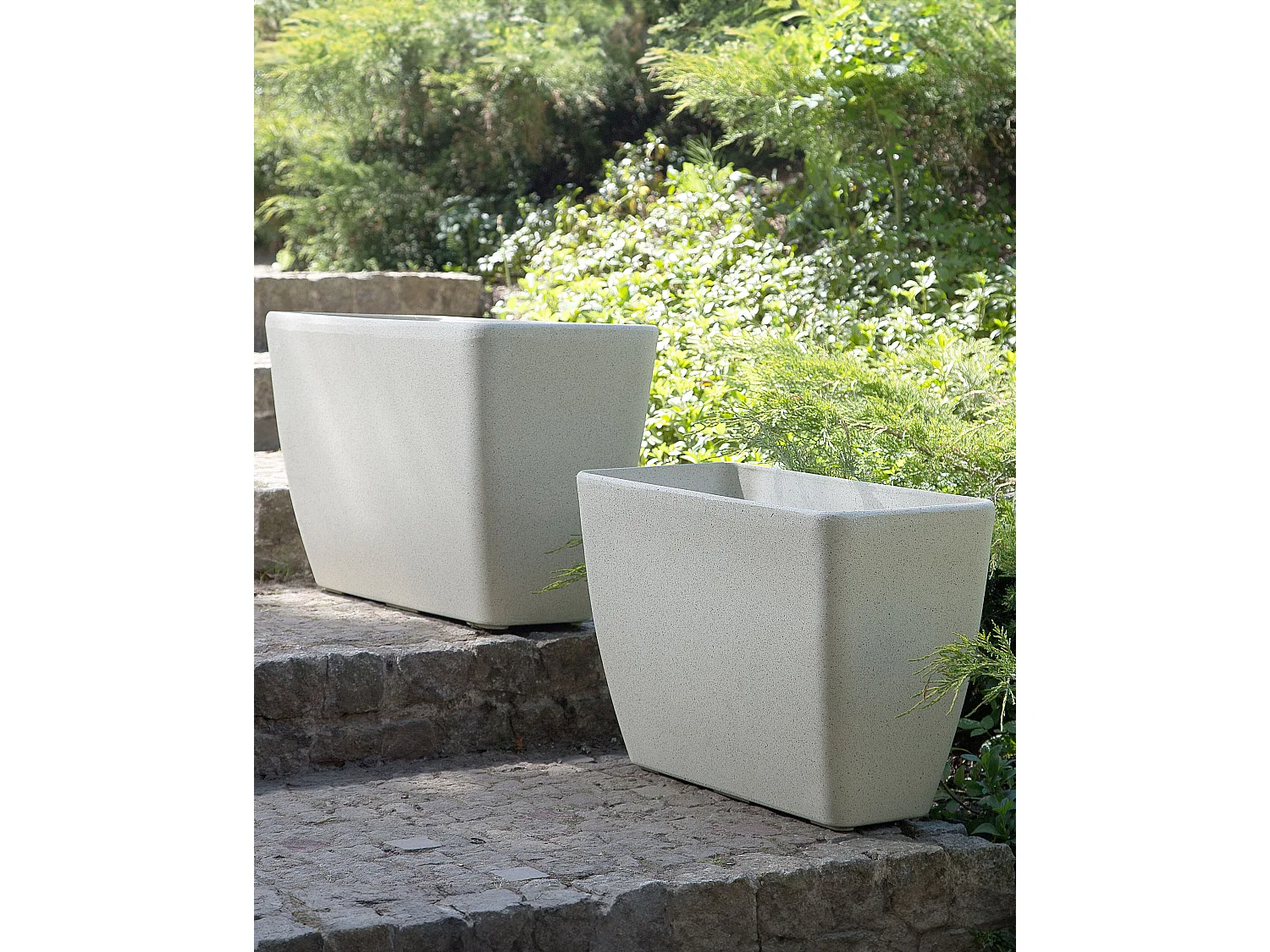 Set van 2 bloempotten BARIS Steen 60 cm Beige