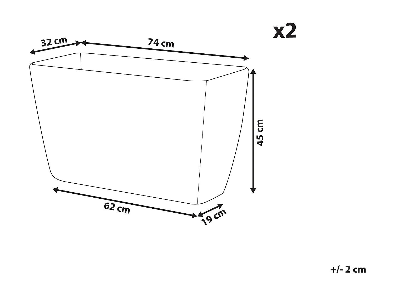 Lot de 2 pots de fleurs BARIS Pierre 74 cm Gris