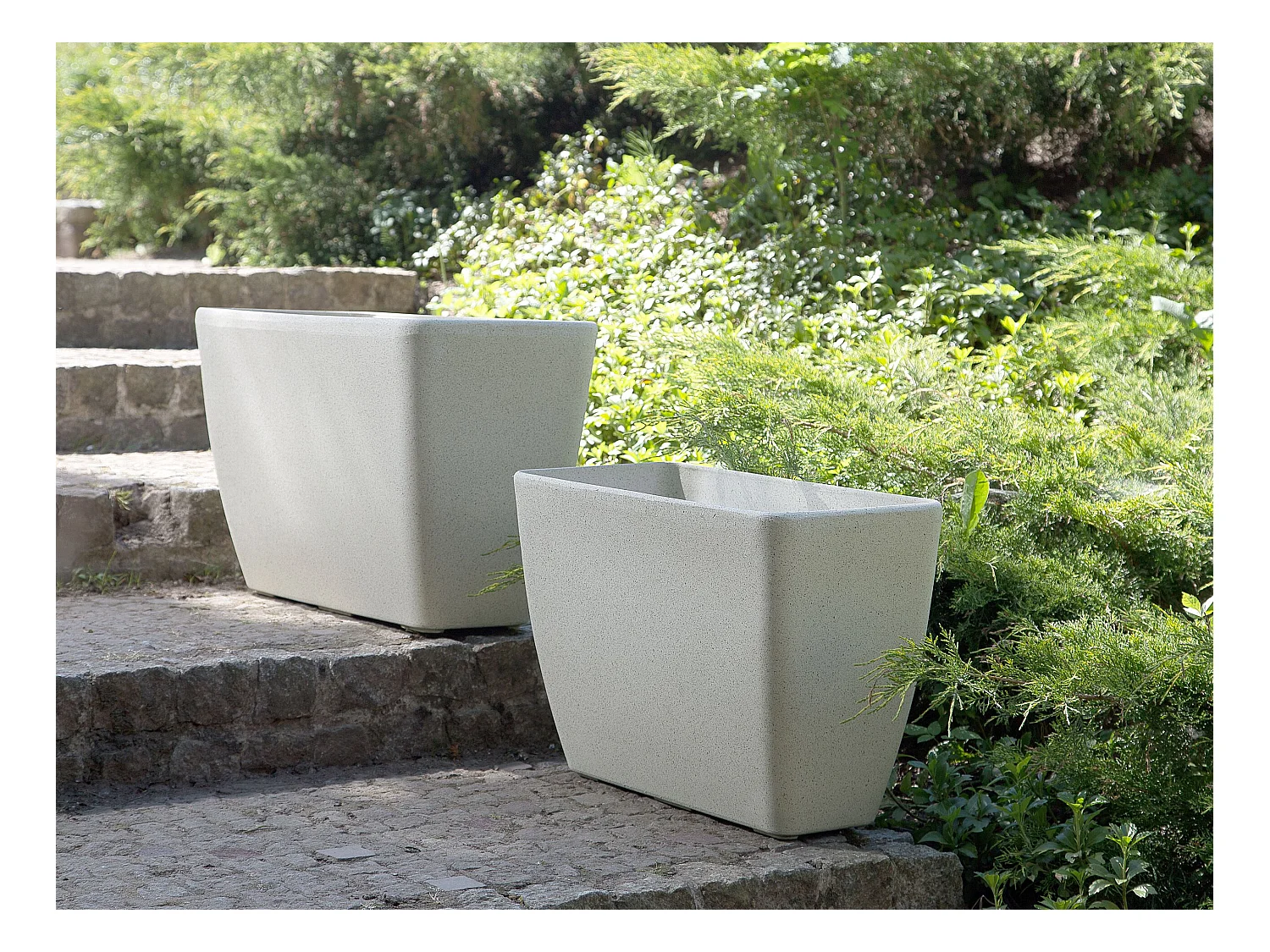 Set van 2 bloempotten BARIS Steen 74 cm Beige