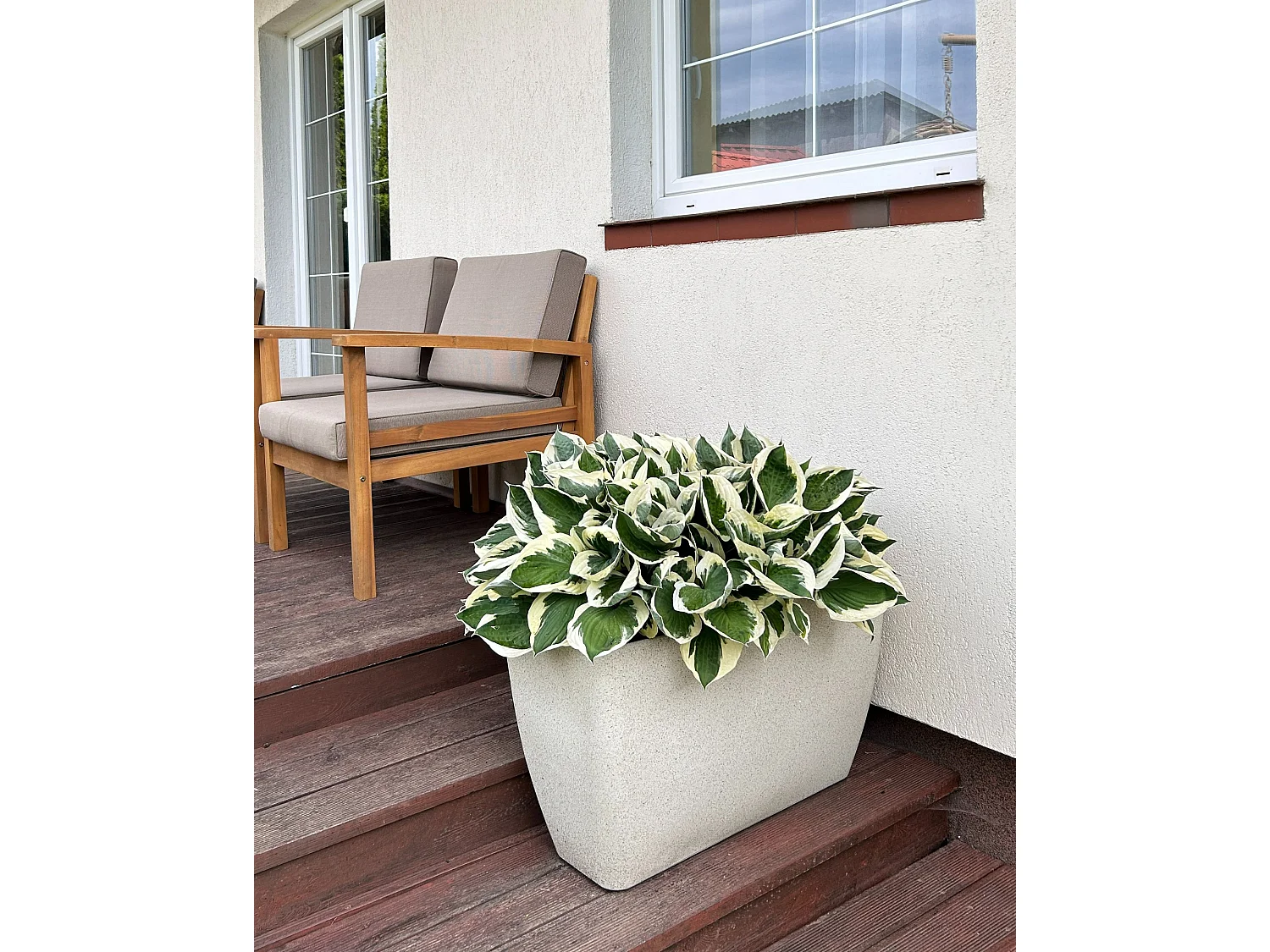 Set mit 2 Blumentöpfen BARIS Stein 74 cm Beige