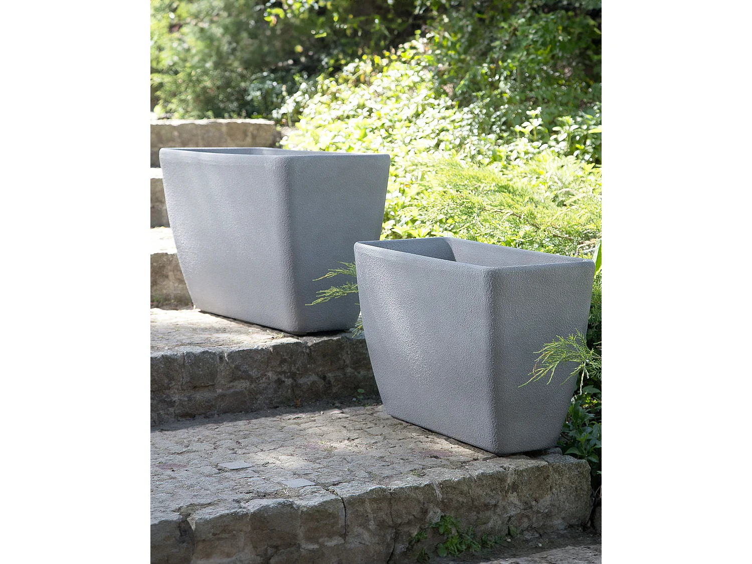 Set van 2 bloempotten BARIS Steen 60 cm Grijs