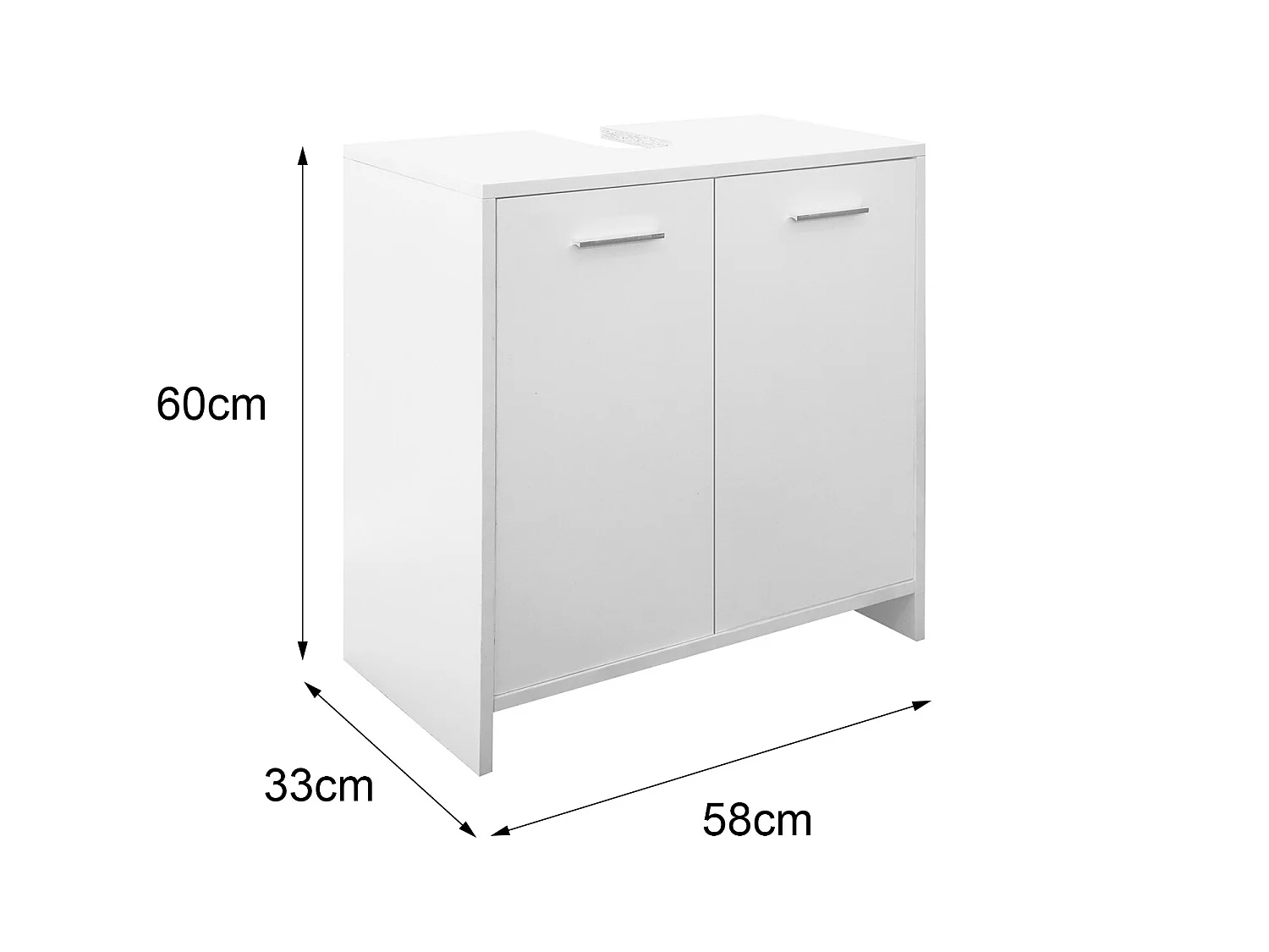 Meuble sous lavabo blanc armoire bas 2 portes 1 espace rangement ML-DESIGN