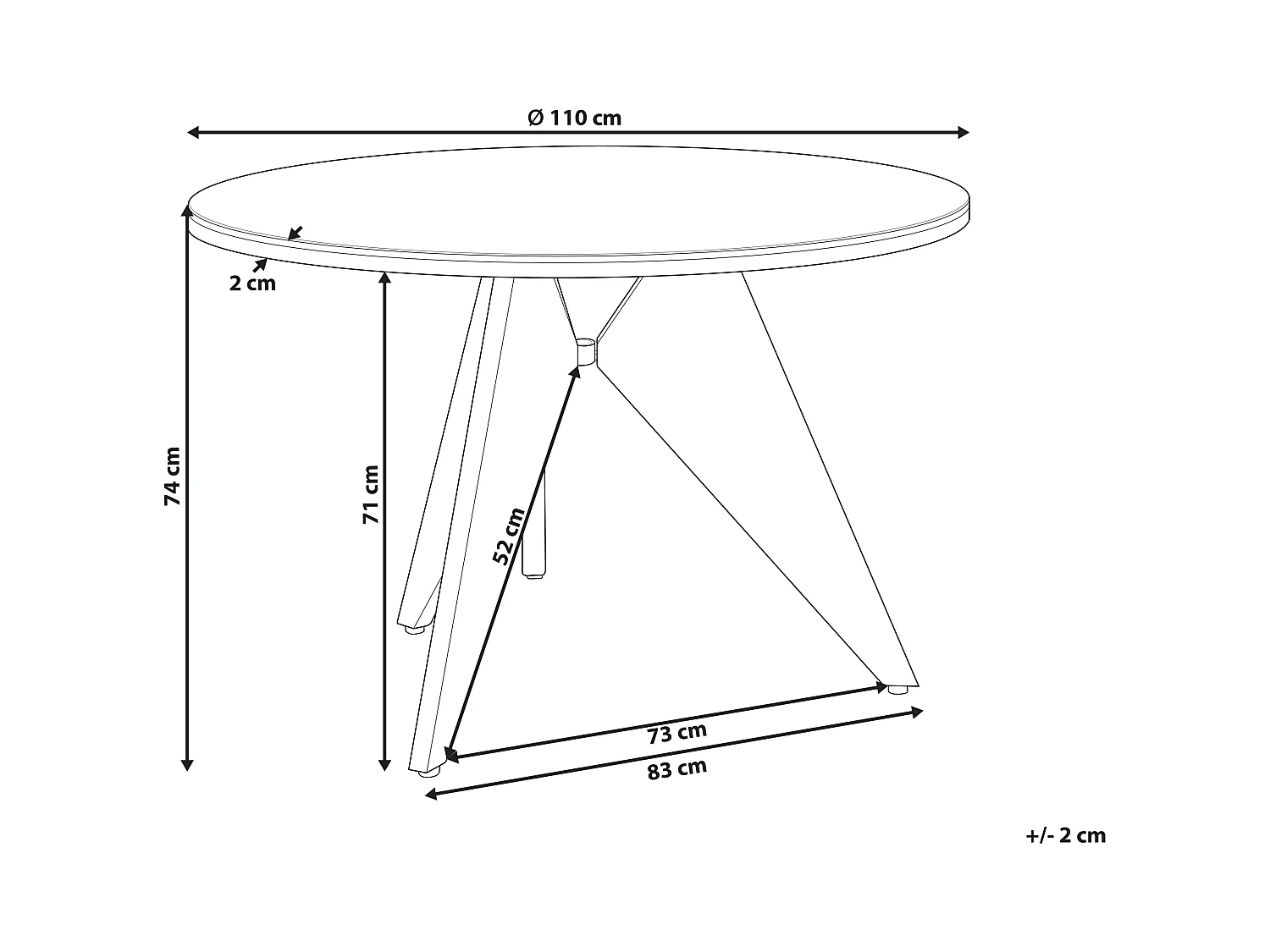 Tuin eettafel OLMETTO 83 cm 110 cm Glas Zwart
