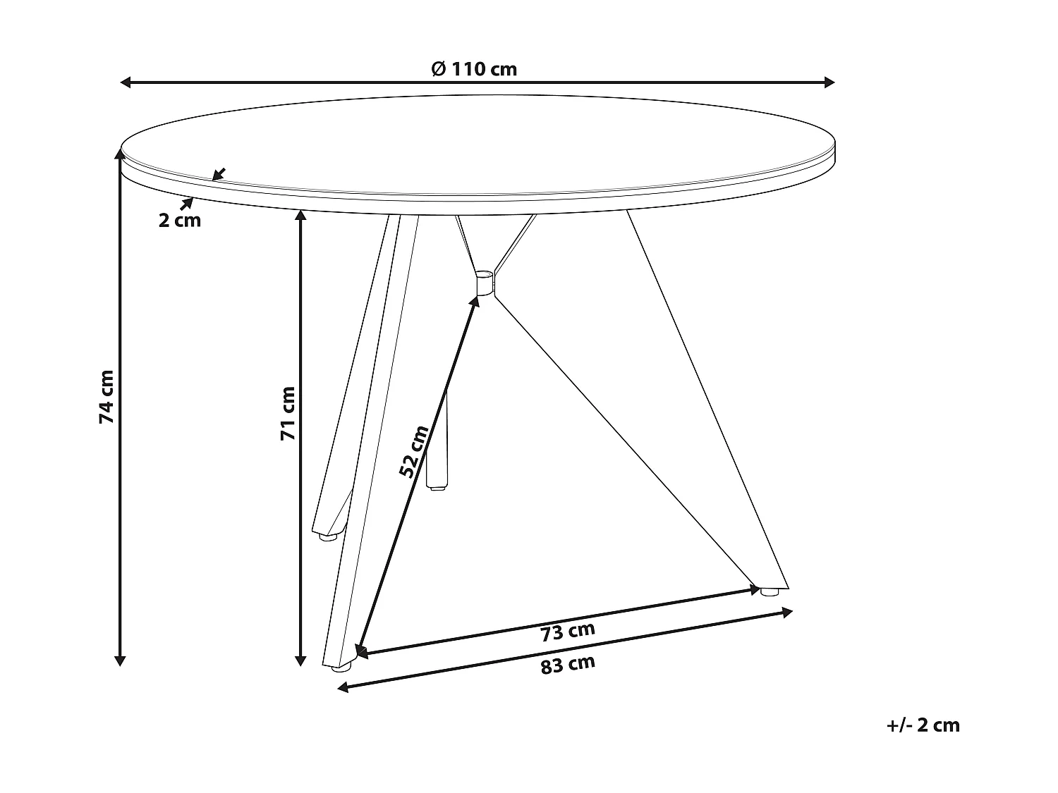 Tuin eettafel OLMETTO 83 cm 110 cm Glas Zwart
