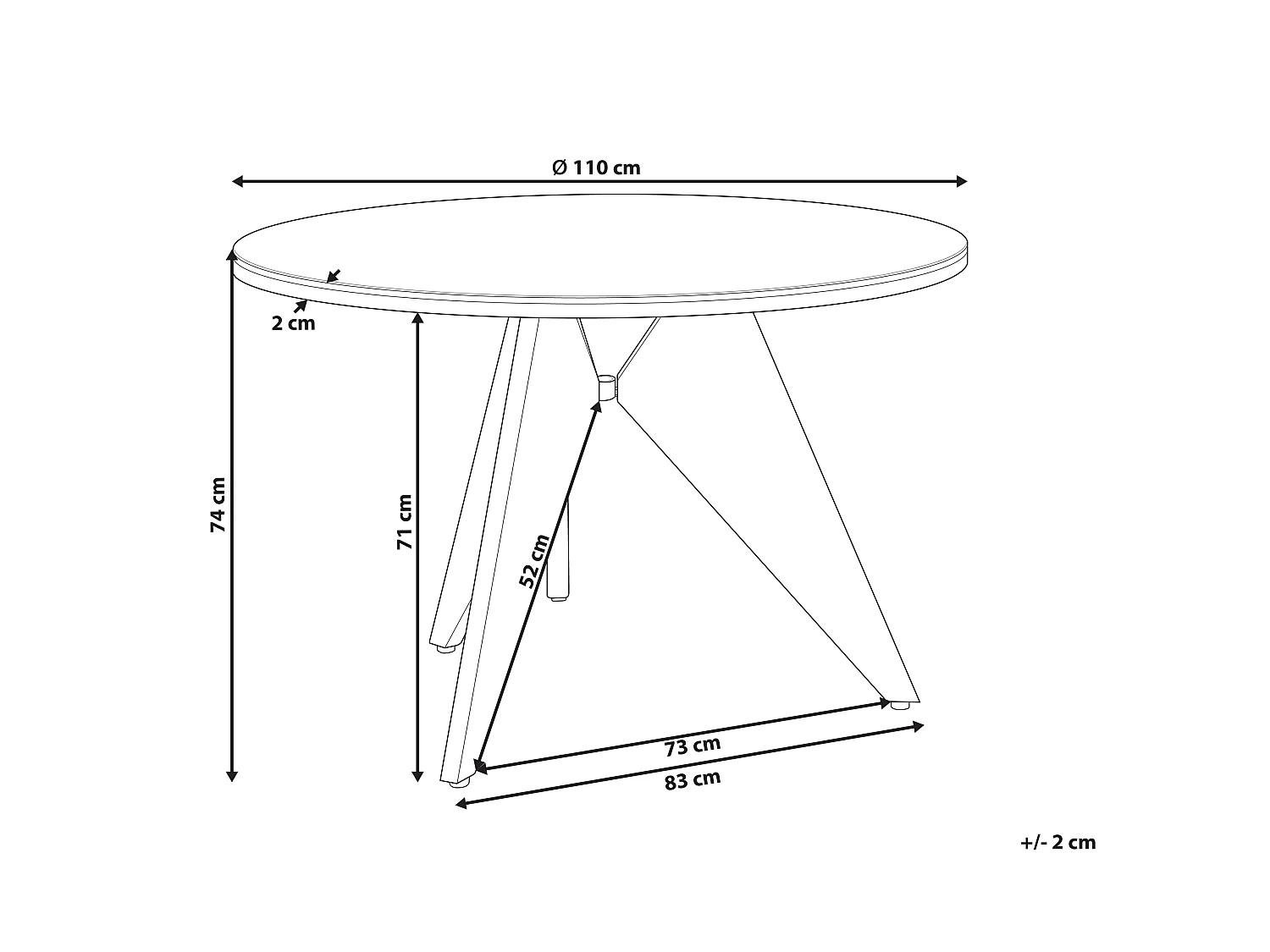 Table de salle à manger de jardin OLMETTO 83 cm 110 cm Verre Noir