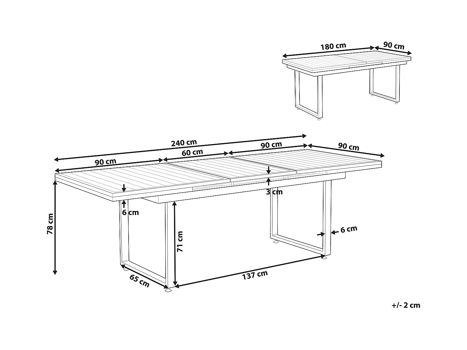 Stół ogrodowy rozkładany VALCANETTO 180/240 cm 90 cm Metal Czarny