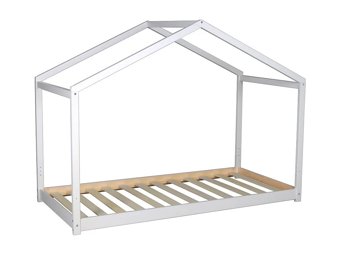Lit cabane KOALA 90x190 + 1 sommier + 1 Tiroir / Blanc
