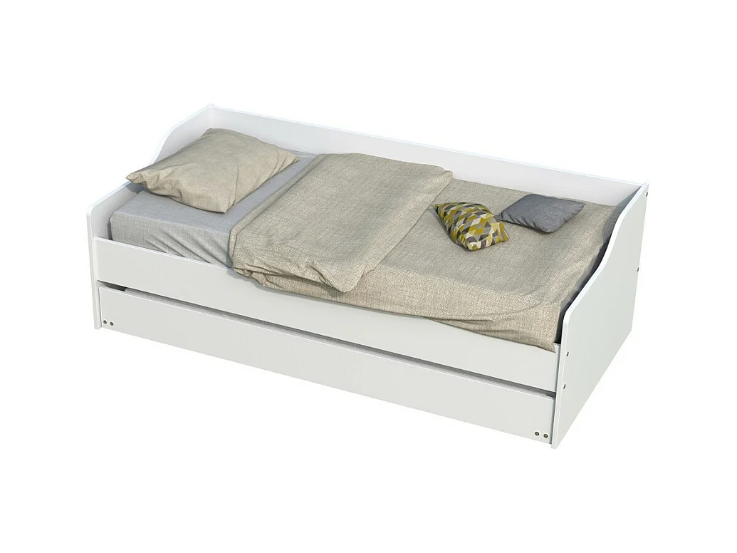 Lit gigogne SWEET 90x190 + 2 sommiers + 1 tiroir-lit / Blanc