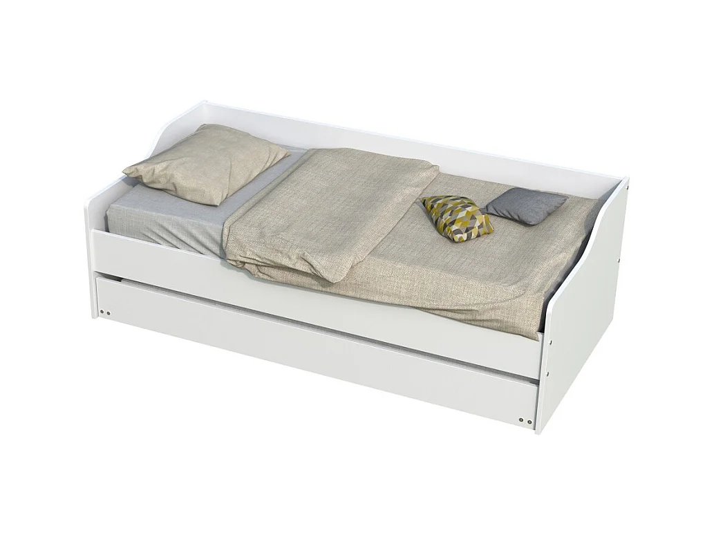 Lit gigogne SWEET 90x190 + 2 sommiers + 1 tiroir-lit / Blanc