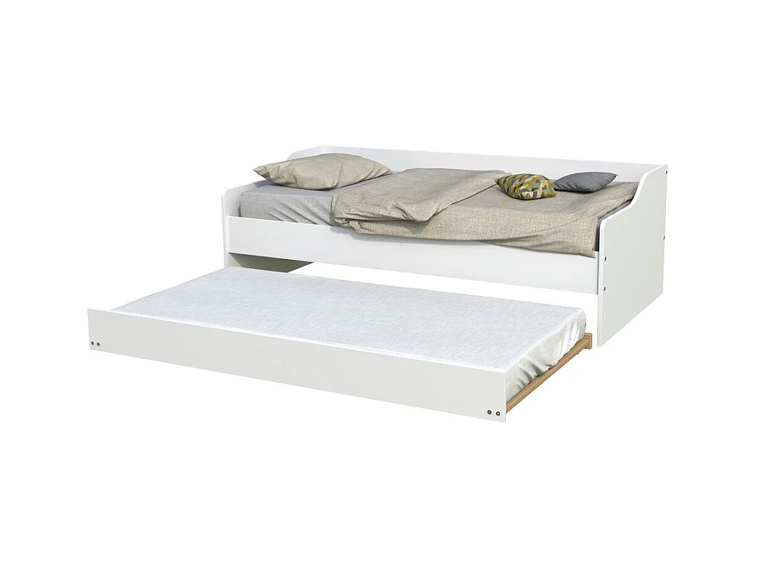 Lit gigogne SWEET 90x190 + 2 sommiers + 1 tiroir-lit / Blanc