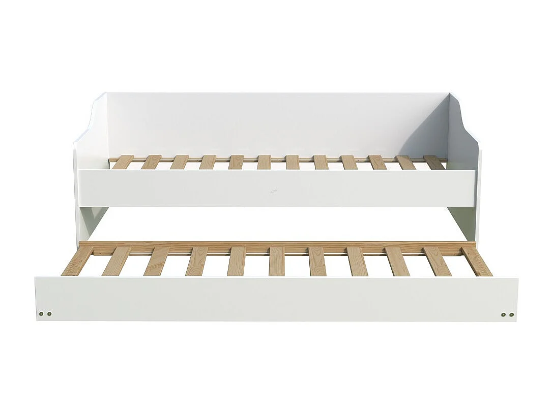 Lit gigogne SWEET 90x190 + 2 sommiers + 1 tiroir-lit / Blanc