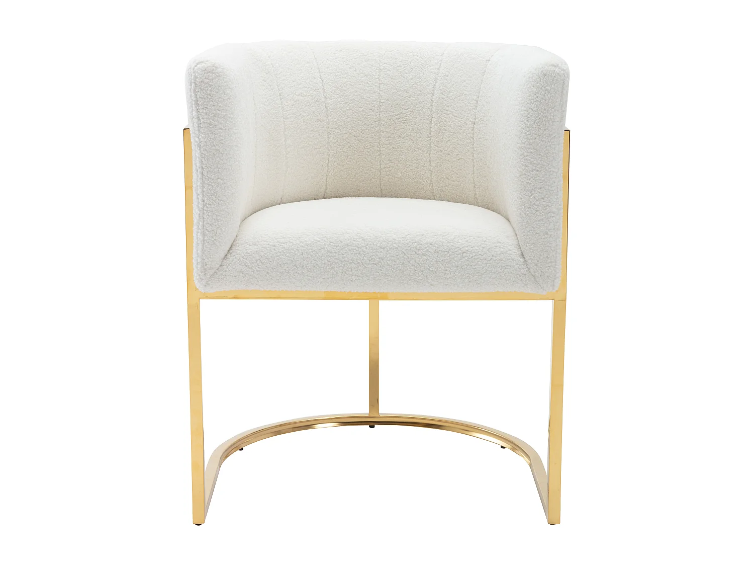 Stuhl mit Armlehnen 2er-Set - Bouclé-Stoff & Metall - Weiß & Goldfarben - PERIA von Pascal MORABITO