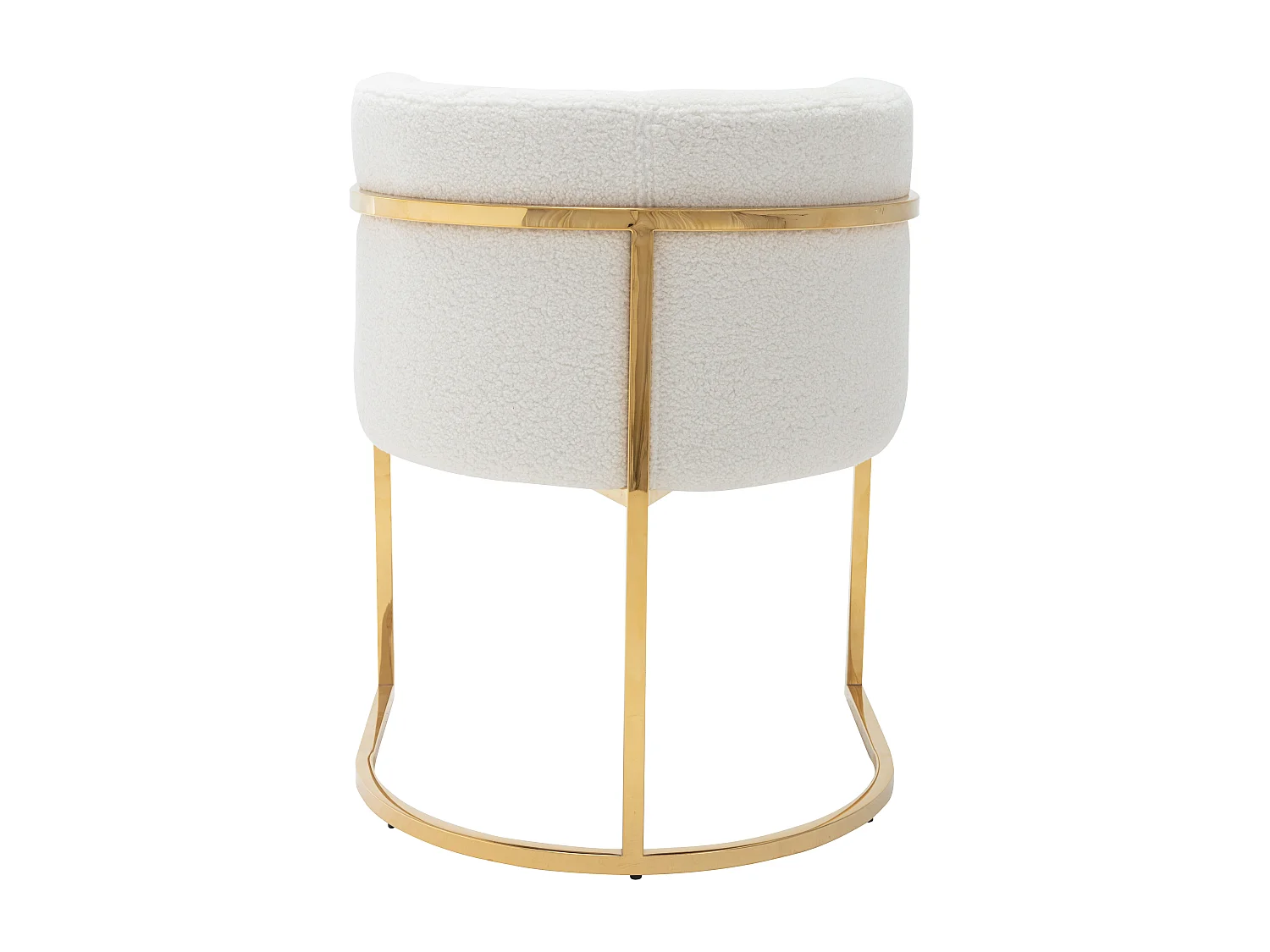 Lot de 6 chaises avec accoudoirs - Tissu bouclette et acier inoxydable - Blanc et doré - PERIA de Pascal MORABITO