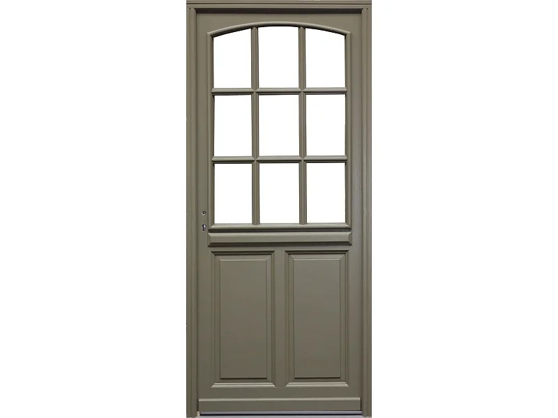 Porte d'entree Bois vitree, Ady , Vert RAL7002,, H,215xl,90  p, droit Cote Tableau