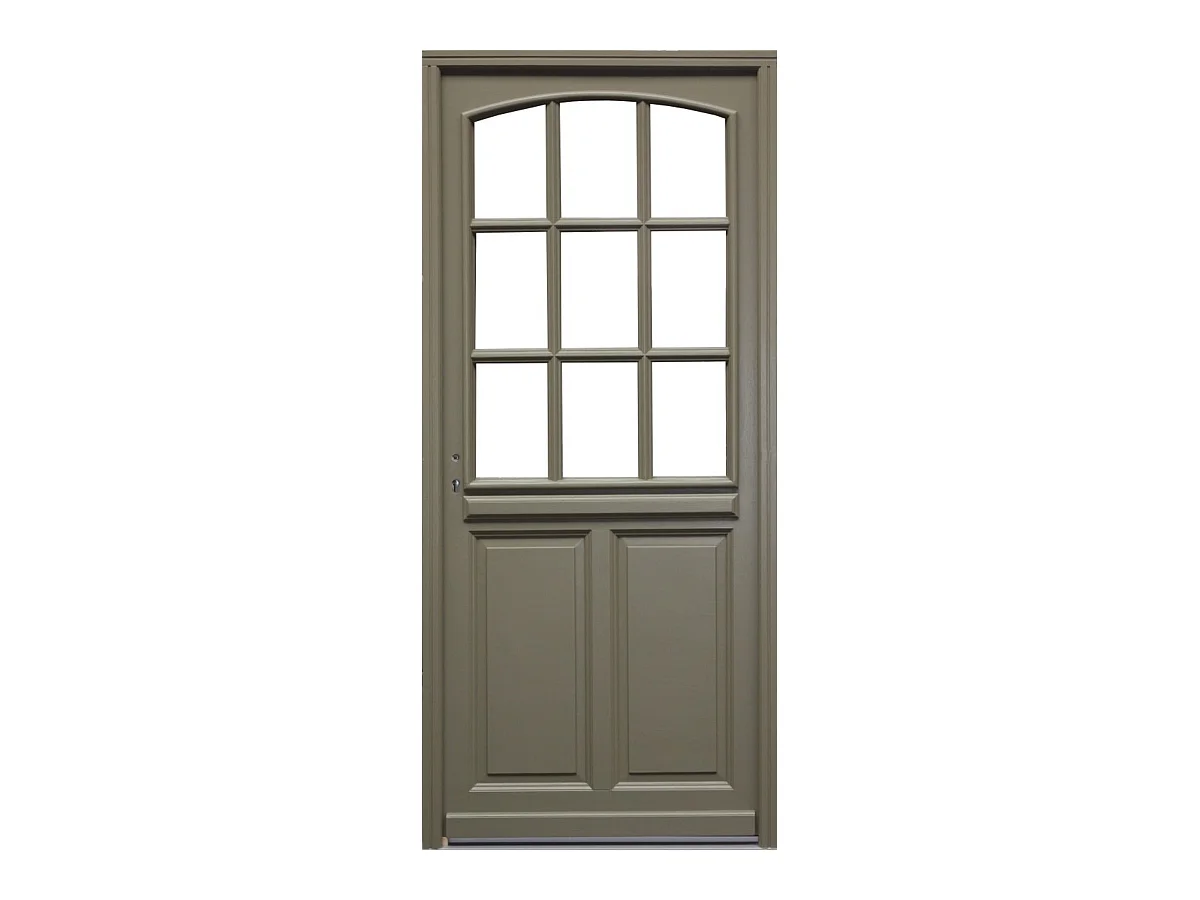 Porte d'entree Bois vitree, Ady , Vert RAL7002,, H,215xl,90  p, droit Cote Tableau