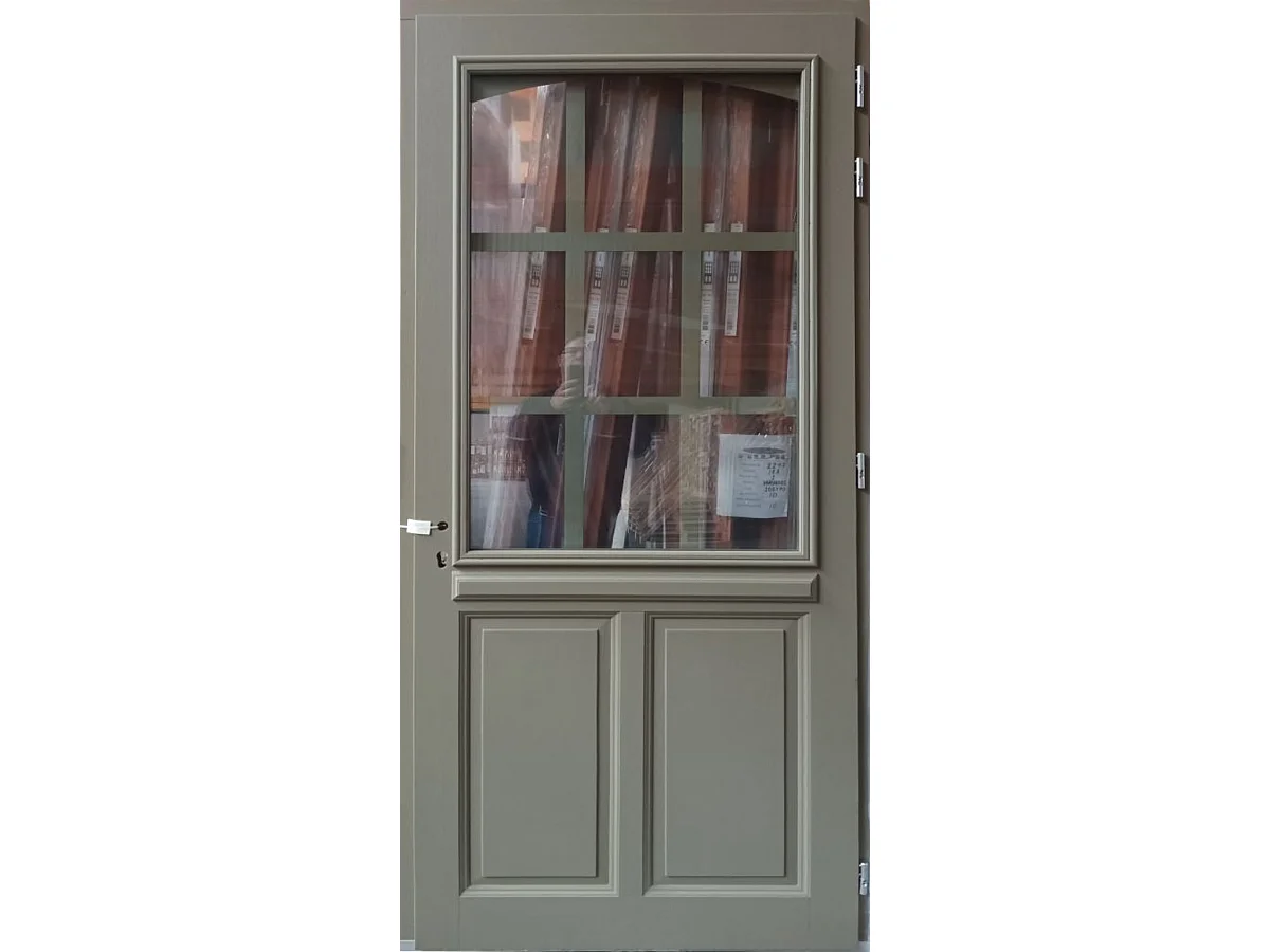 Porte d'entree Bois vitree, Ady , Vert RAL7002,, H,215xl,90  p,gauche  Cote Tableau