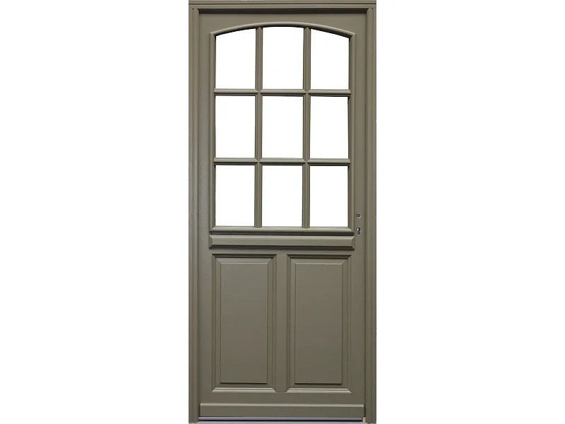 Geglazuurde houten voordeur, Ady, Groen RAL7002,, H, 215xl, 90 p, links Tafelafmeting