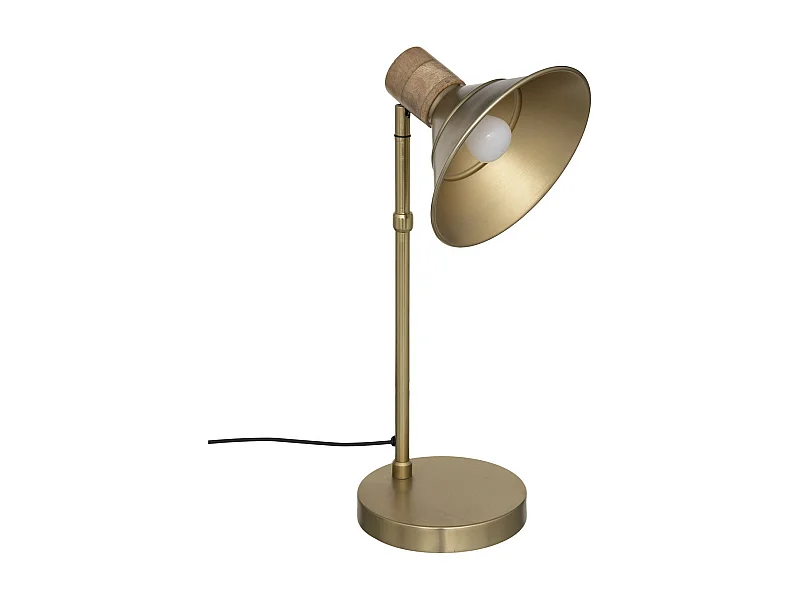 Lampe à poser en métal Doré et Bois de Manguier H 45 cm