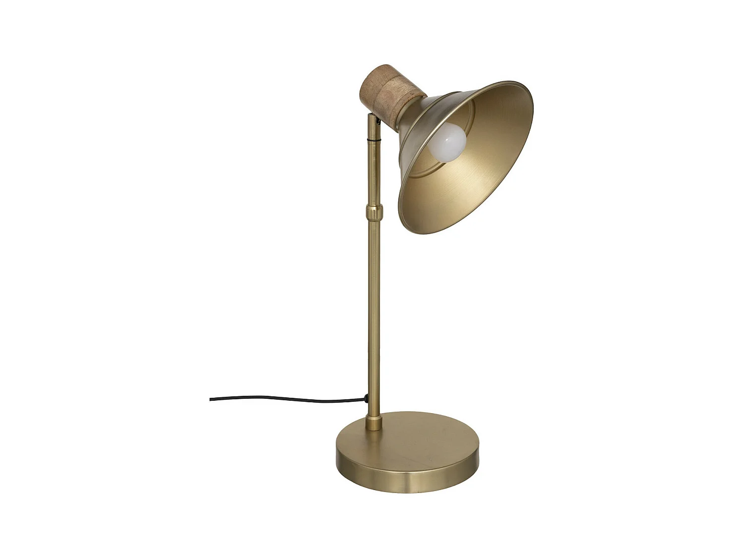 Lampe à poser en métal Doré et Bois de Manguier H 45 cm