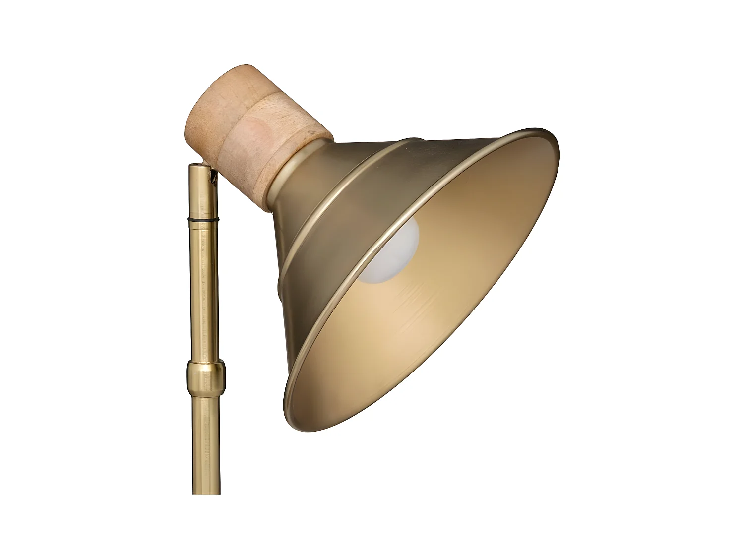 Lampe à poser en métal Doré et Bois de Manguier H 45 cm