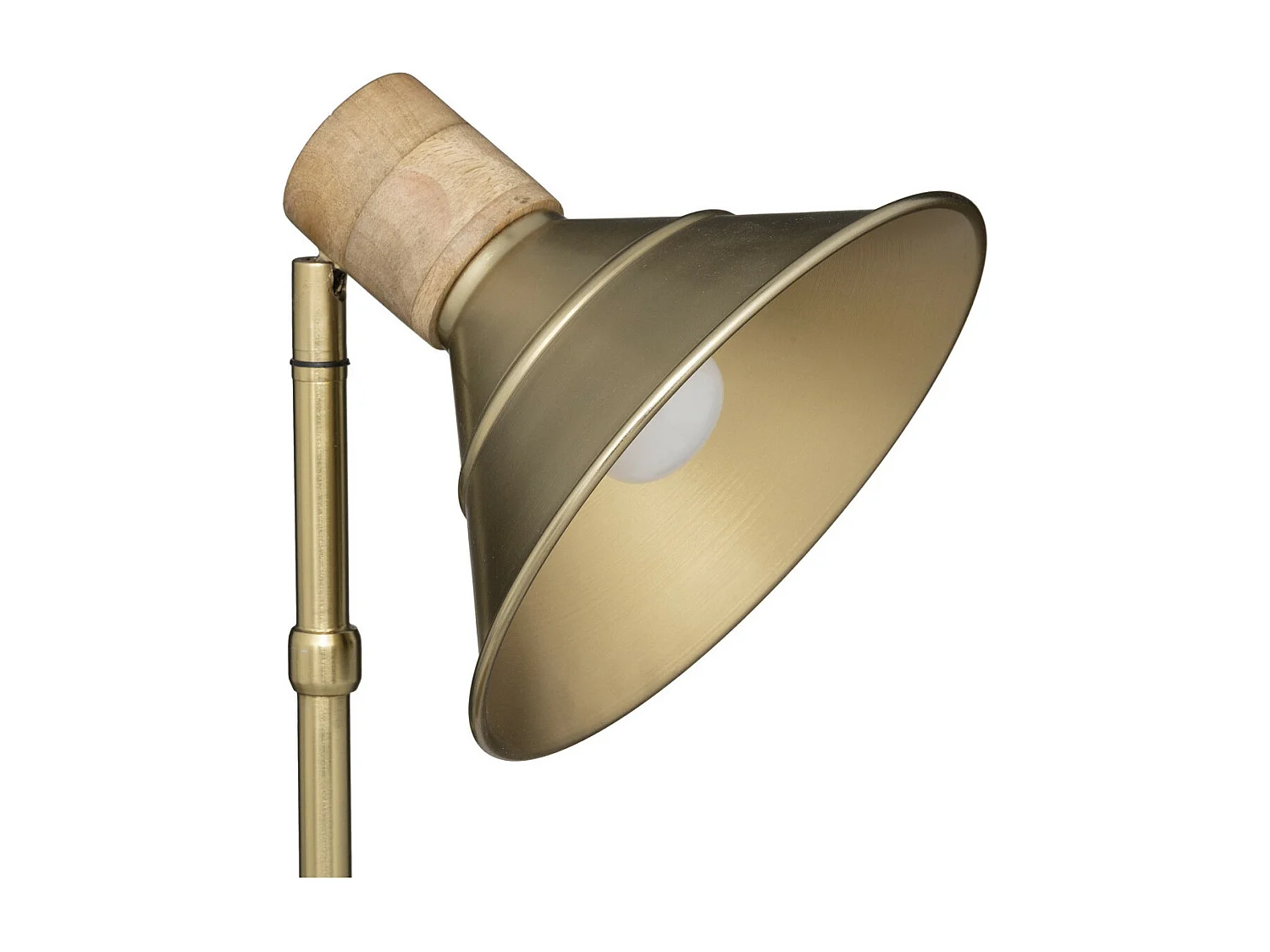 Lampe à poser en métal Doré et Bois de Manguier H 45 cm