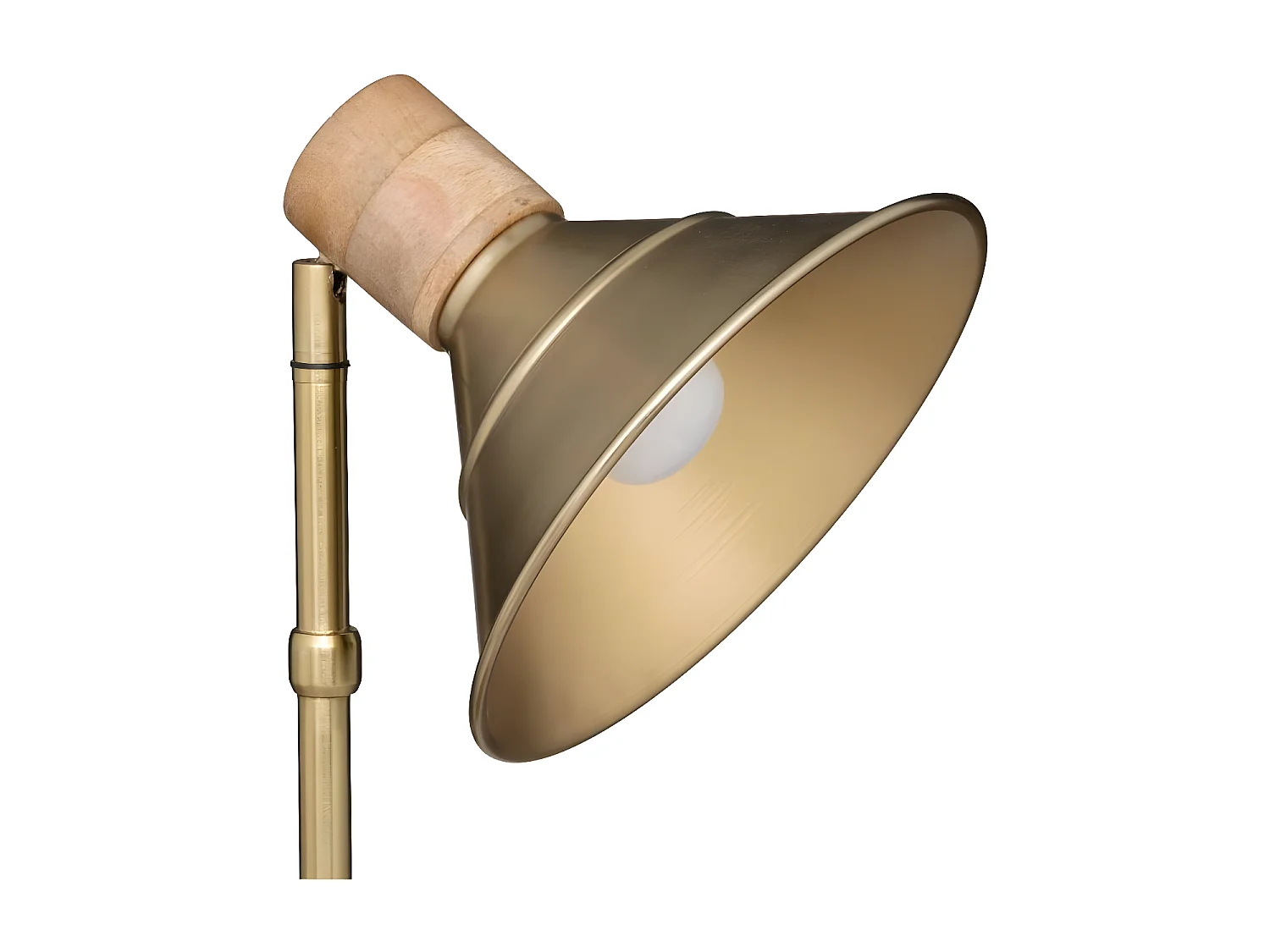 Lampe à poser en métal Doré et Bois de Manguier H 45 cm