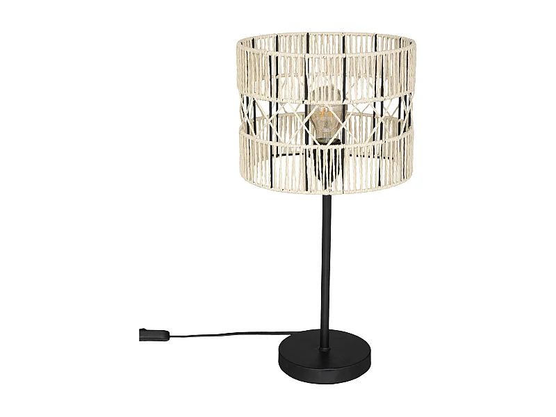 Lampe à poser en métal Noir et corde Beige H 47 cm