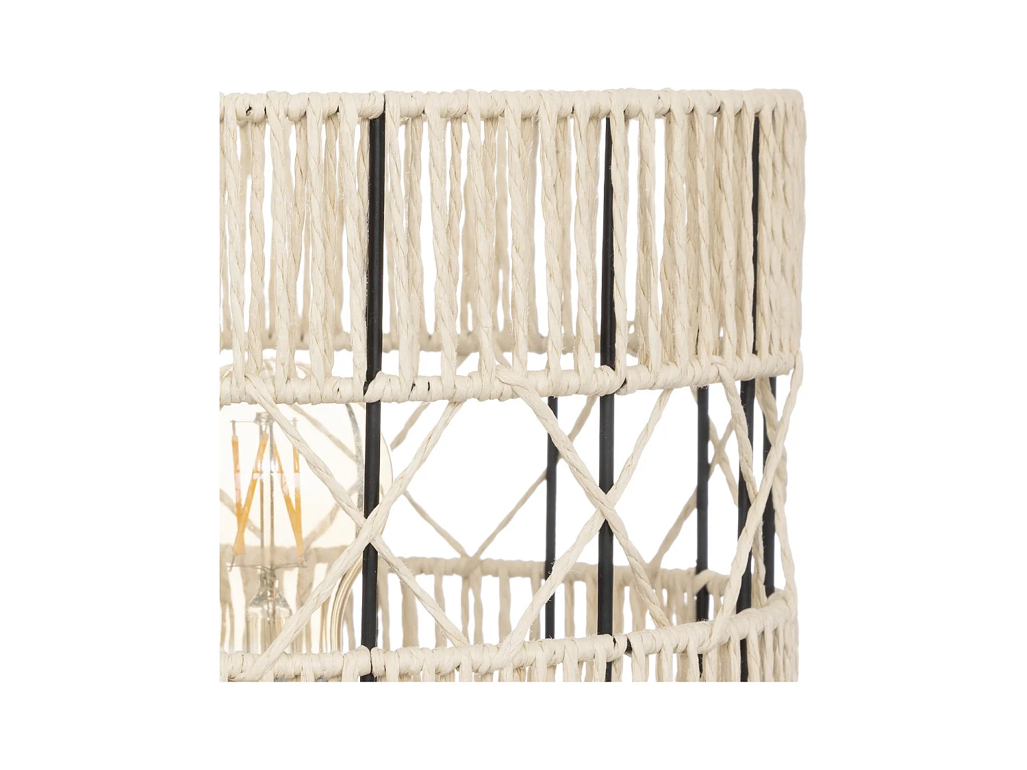 Lampe à poser en métal Noir et corde Beige H 47 cm