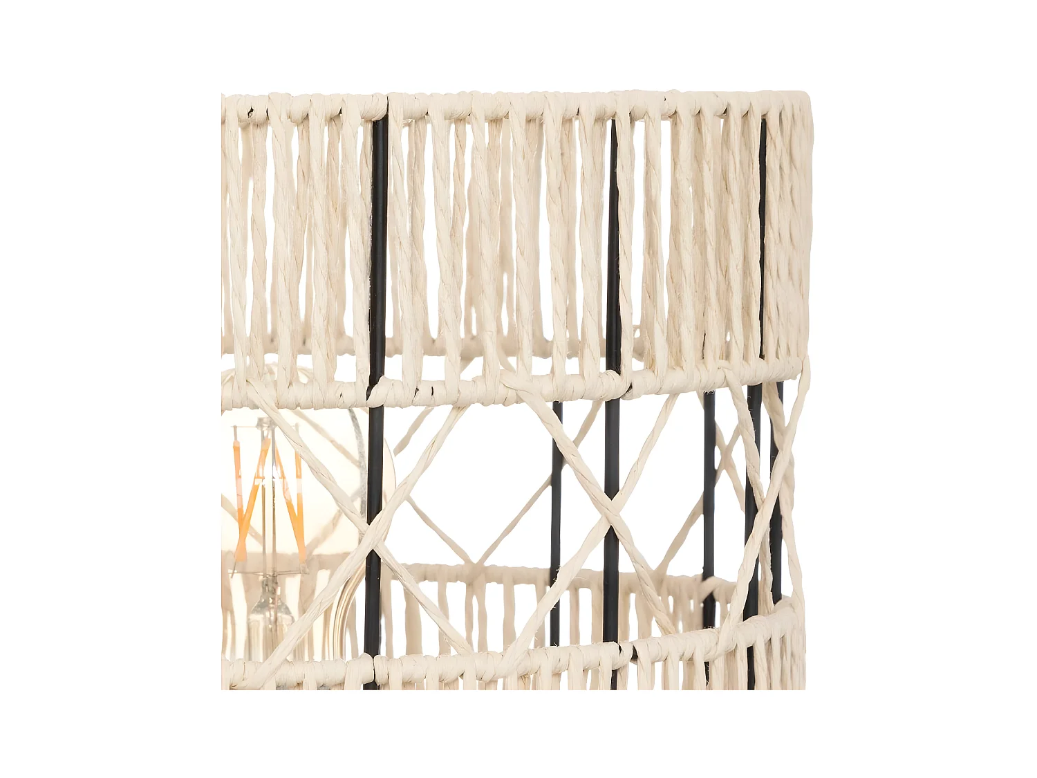 Lampe à poser en métal Noir et corde Beige H 47 cm