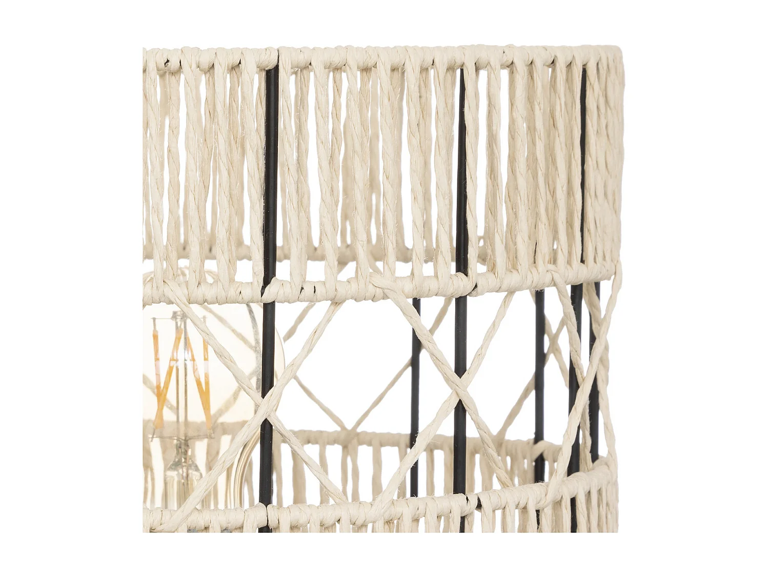 Lampe à poser en métal Noir et corde Beige H 47 cm