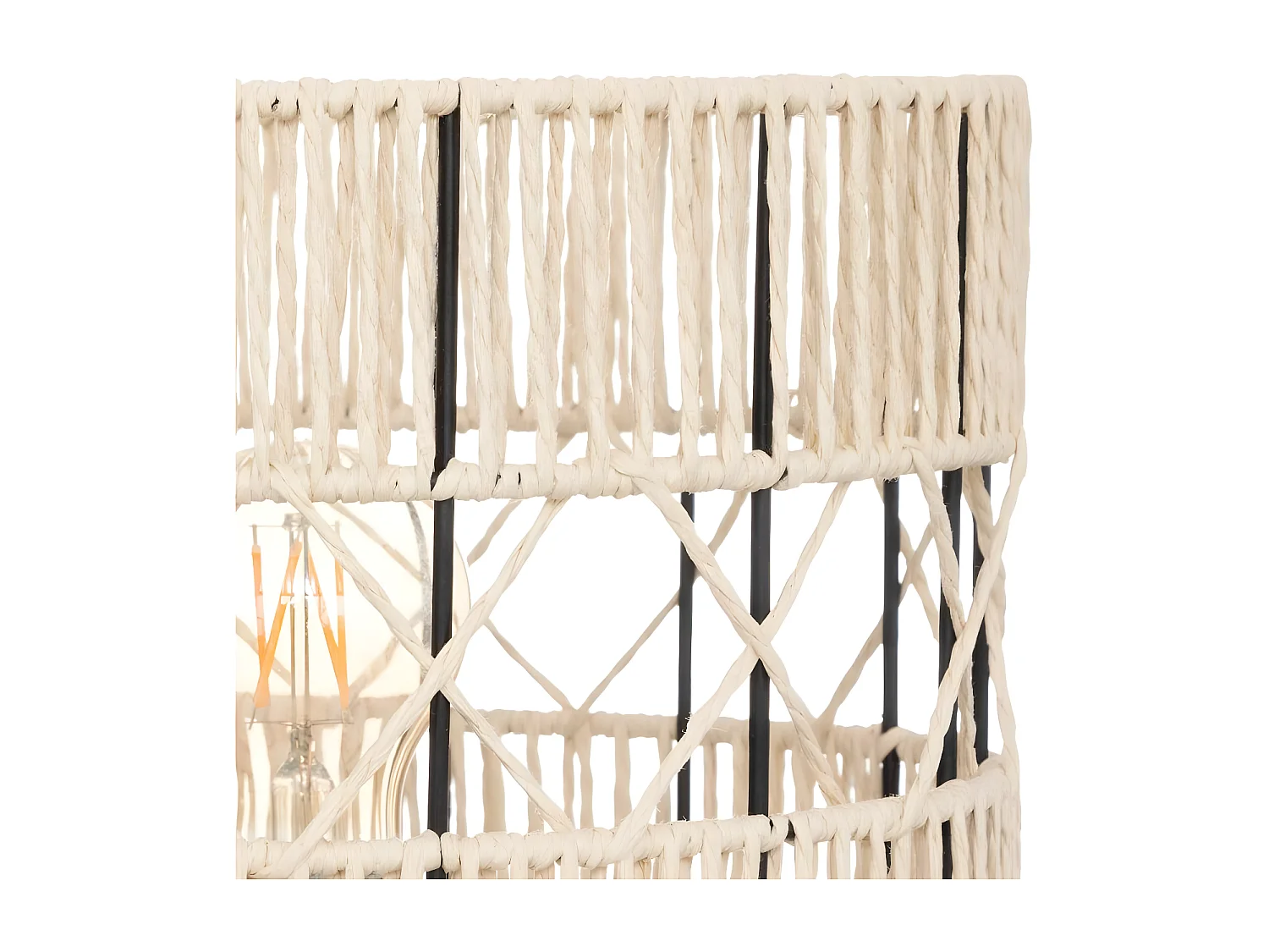 Lampe à poser en métal Noir et corde Beige H 47 cm