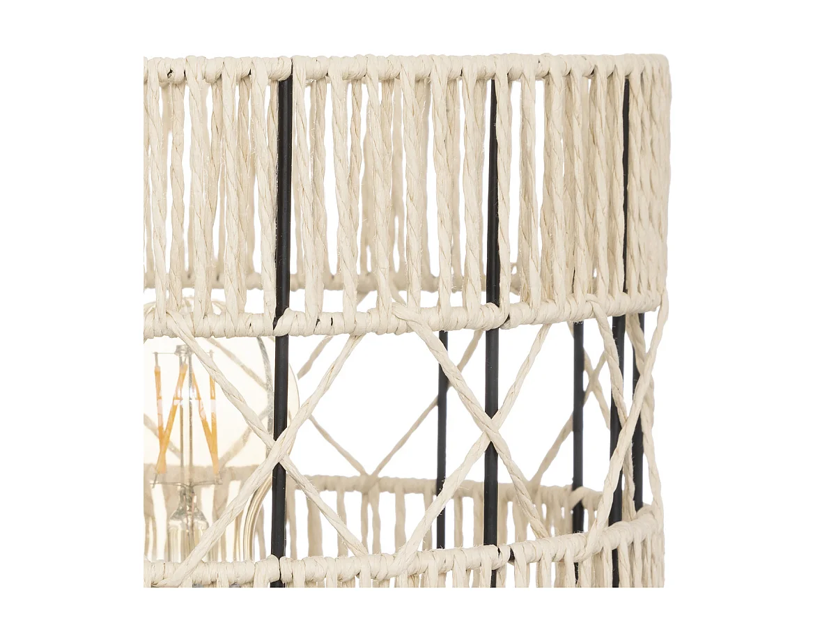 Lampe à poser en métal Noir et corde Beige H 47 cm