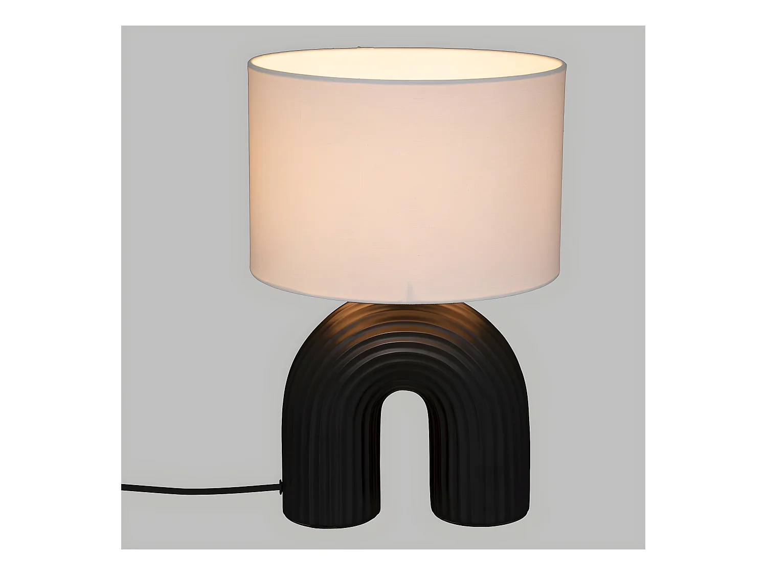 Lampe à poser en céramique Noire et abat-jour Blanc H 40.5 cm