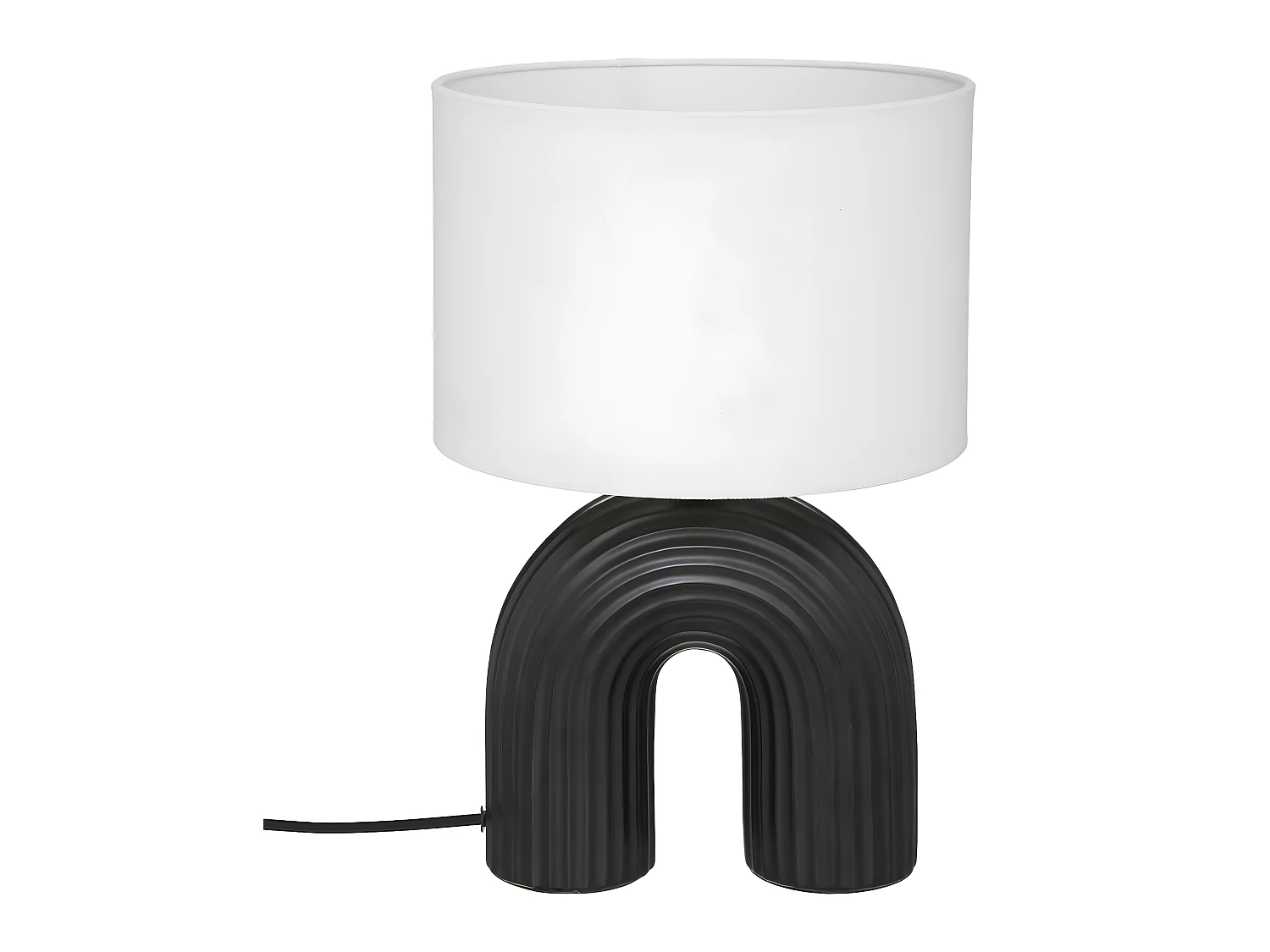 Lampe à poser en céramique Noire et abat-jour Blanc H 40.5 cm