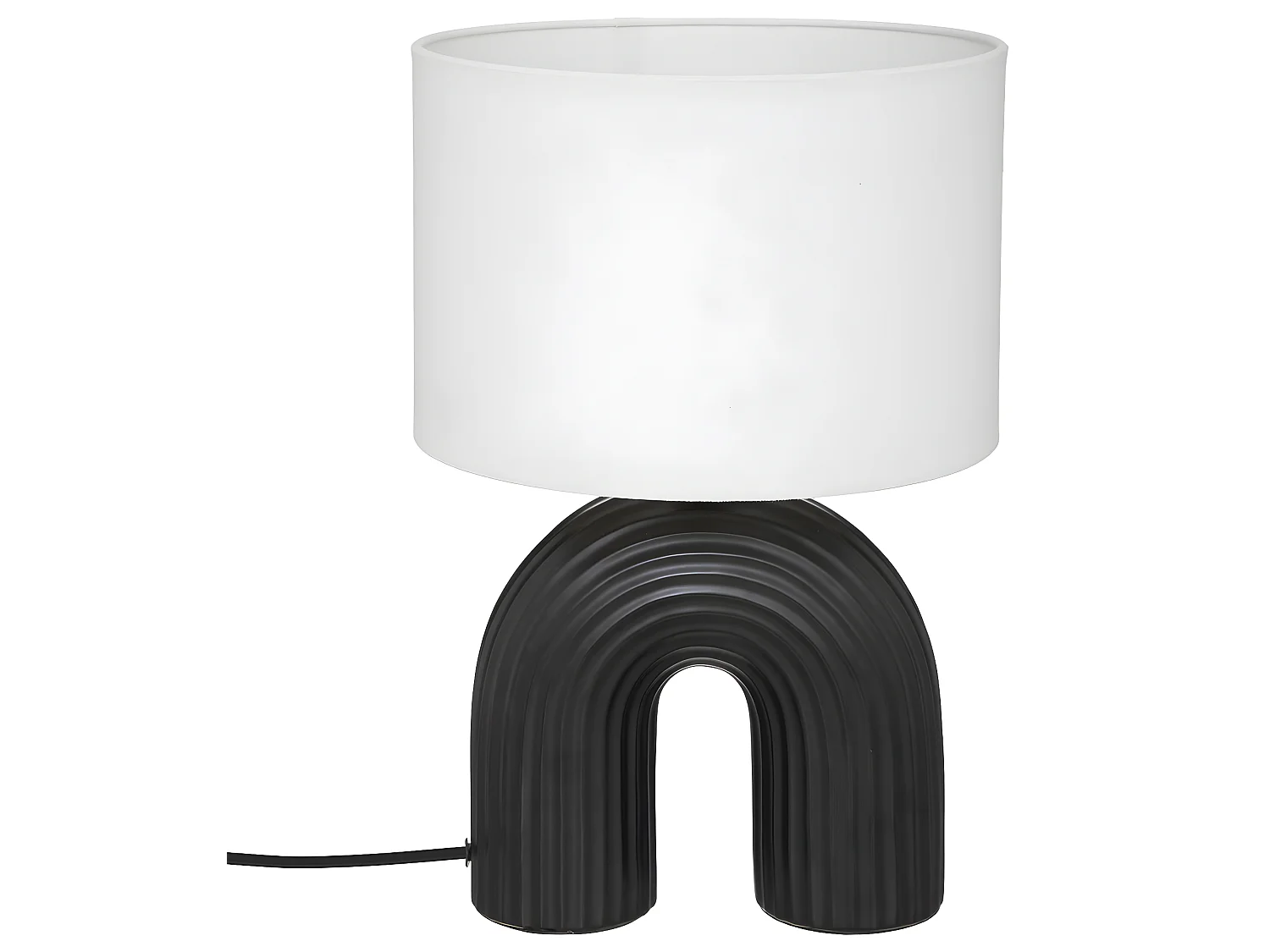 Lampe à poser en céramique Noire et abat-jour Blanc H 40.5 cm