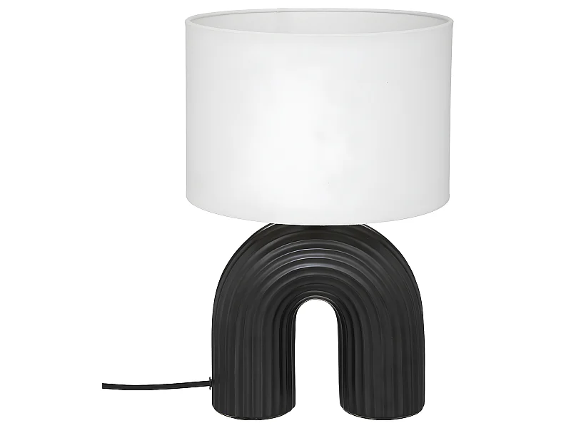 Lampe à poser en céramique Noire et abat-jour Blanc H 40.5 cm