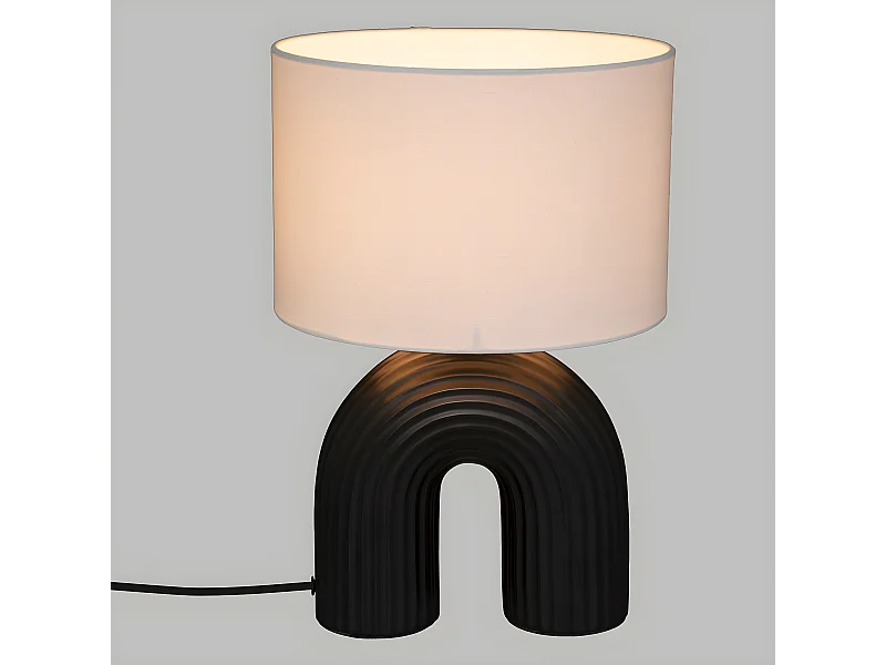 Lampe à poser en céramique Noire et abat-jour Blanc H 40.5 cm