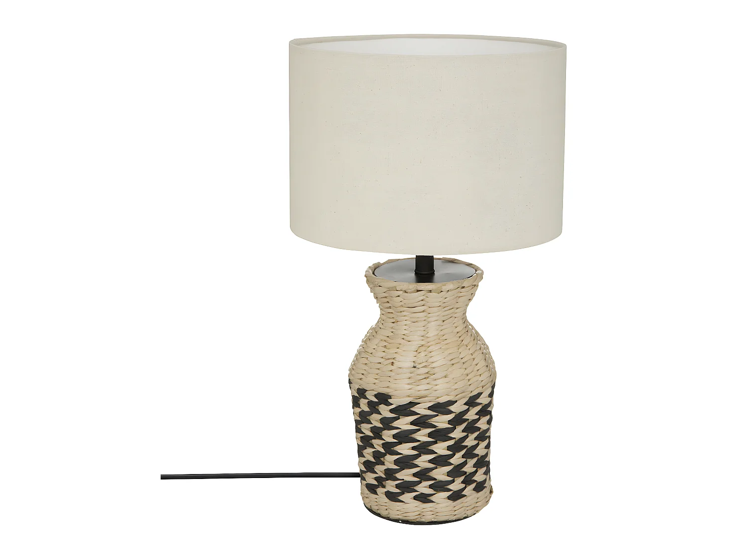 Lampe à poser en Osier et abat-jour en Coton H 49 cm