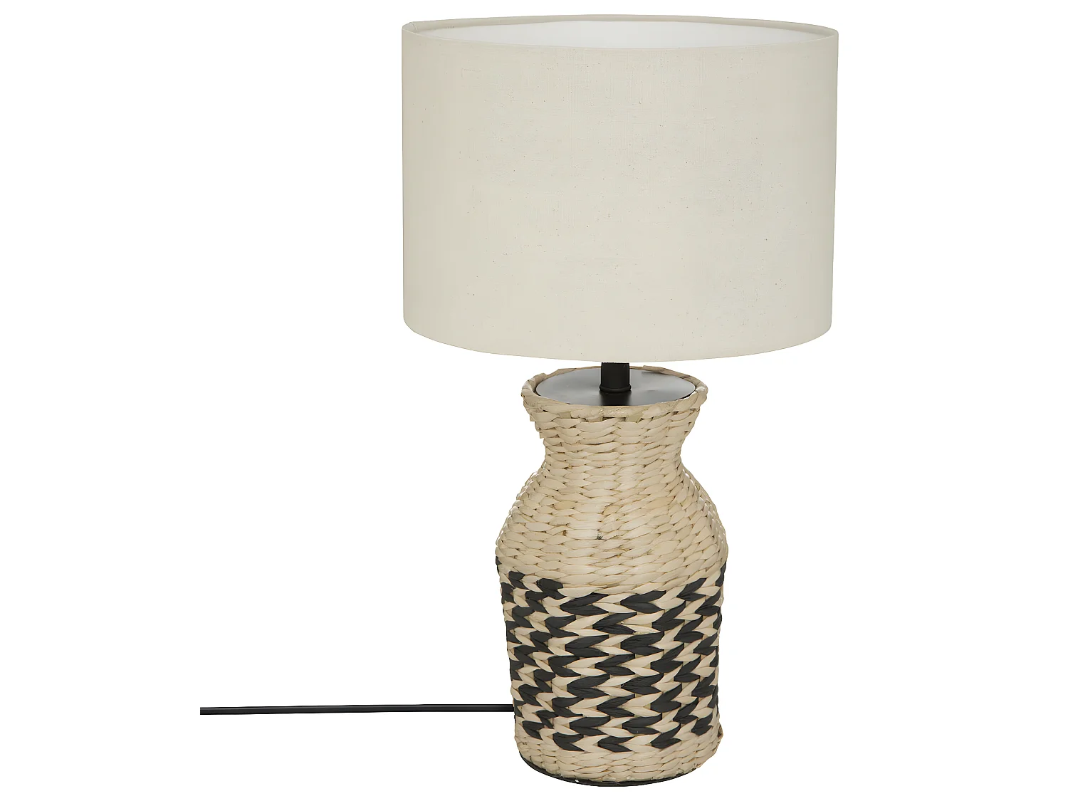 Lampe à poser en Osier et abat-jour en Coton H 49 cm