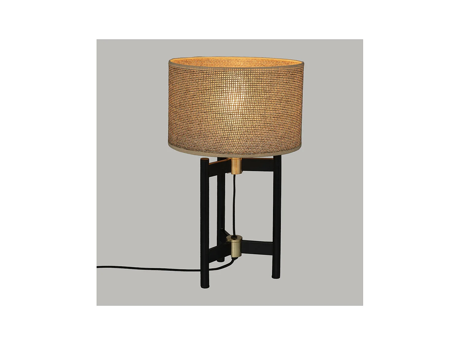 Lampe à poser en métal Noir et abat-jour Beige H 51 cm